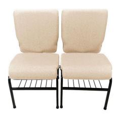 02 Cadeiras Para Igrejas C/ Porta Biblía E Porta Cálice Bege