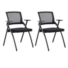 Kit 2 Cadeiras de Escritório Universitária Dobrável Tela Mash  - Preta