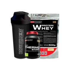 KIT Whey Protein 500g + Thermo Start Powder 120g Limão + Coqueteleira 