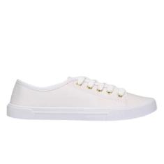 Tênis Moleca Feminino Casual Minimalista Cadarços Branco, Branco, 35