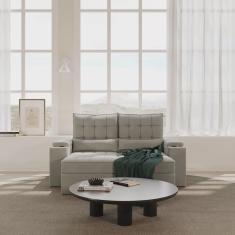 Sofá Retrátil Reclinável com Porta Copos e Usb 3 Lugares 190cm Embaúba Extra CabeCasa