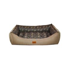 Cama Para Cachorro Retangular Em Corino + Poliéster Marrom Claro Lv Extra Grande (xgg) 98 X 65 Cm