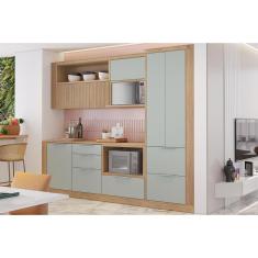 Cozinha Modulada Completa Marquesa 10 Peças 2 Aéreos + 2 Balcões+ 1 Paneleiro +5complementos C6p69 Nature Verde