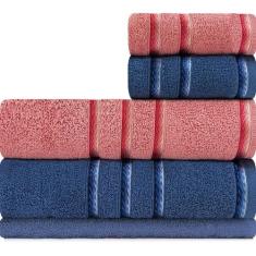 Jogo de Toalhas 5 Peças Banhão + Rosto Algodão Appel - Classic, AZUL E