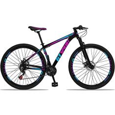 Bicicleta Aro 29 Gt Sprint Mx1 Alumínio 21v Freio A Disco Azul e Rosa 15''