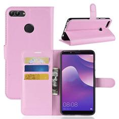 Capa HUAWEI Y9 2018, capa carteira flip de couro PU premium com compartimento para cartão, suporte e fecho magnético [capa interior à prova de choque de TPU] Compatível com HUAWEI Y9 2018