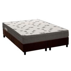 Cama Box King: Colchão Espuma Ortobom D45 Light Saúde + Base CRC Suede Brown(186x198)