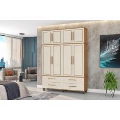 Roupeiro / Guarda Roupas HOU Triplex 4 Portas + 4 Gavetas Pés Elevados