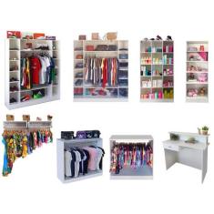 Armário Colméia + Cabideiros + Balcão Arara + Atendimento - Magia Móve