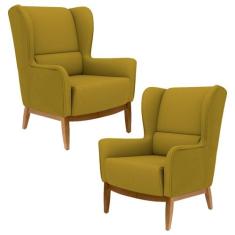 Kit 2 Poltronas Decorativas Base Manu Madeira Milena B-260 Veludo Most