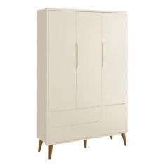 Guarda Roupa Infantil 3 Portas Theo Retrô com Pés Amadeirado - Reller 