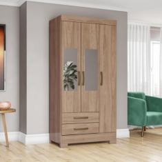 Guarda-roupa Solteiro 3 Portas 2 Gavetas com Espelho - Briz