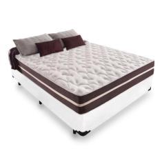 Cama Box Viúva 128 Tecido Sintético Branco com Colchão Little Angel - Bello Box - Mola Superlastic 22x128x188