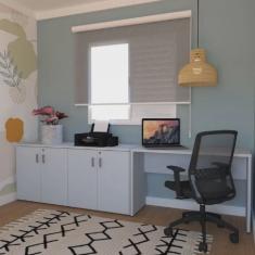 Escrivaninha 100cmx47cm com Armário Baixo 4 Portas 25mm Bramov Móveis