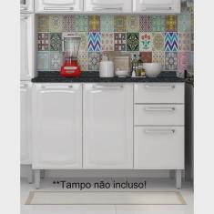 Balcão para Pia sem Tampo 3 Portas 2 Gavetas Tarsila Itatiaia Branco