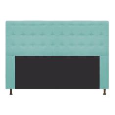 Cabeceira Estofada Dama 195 Cm King Size Suede Azul Tiffany
