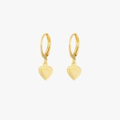 Brinco Argola Com Pingente De Coração Banhado A Ouro