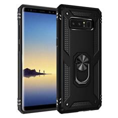 SORAKA Capa para Samsung Galaxy Note8 com suporte de anel capa protetora para Samsung Galaxy Note8 capa traseira de policarbonato rígido com placa de metal para suporte magnético de telefone carro