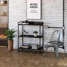 Estante Multiuso 3 Prateleiras 104x80cm Estilo Industrial - Compace De