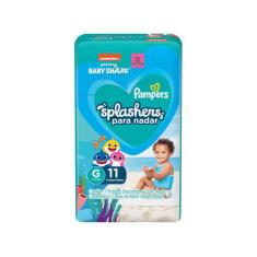 Fralda Pampers Splashers Baby Shark Tamanho M/G com 11 Fraldas Descart