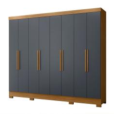 Guarda Roupas Casal 8 Portas 4 Gavetas Diplomata Moval Freijó / Cinza