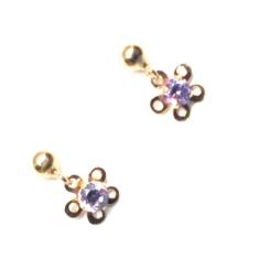 Brinco de ouro 18k Flor com pedra - Elegancy Joias