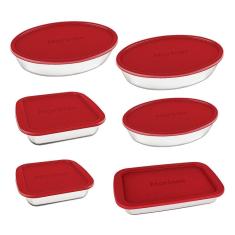 Conjunto Assadeira Marinex 1576 com Tampa Vermelha 6 Peças