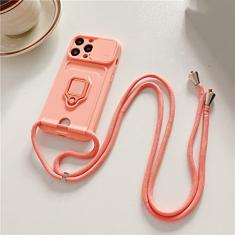 Caso de anel de cartão de cordão de lente deslizante para Samsung S23 S22 Ultra Plus A52 A72 A22 A32 A12 A51 A13 A23 A53 A73 A71 Capa, rosa, para A51 4G