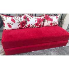 Sofá Cama Multiuso Vermelho Floral
