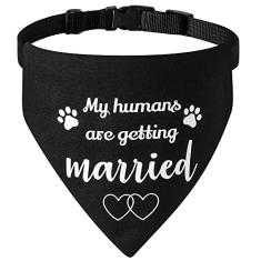 HDGDT My Humans are Getting Married Coleira Bandana de Casamento de Cachorro, Bandana de Noivado Ajustável para Animais de Estimação com Fivela de Liberação Rápida e Anel D para Cães e Gatos