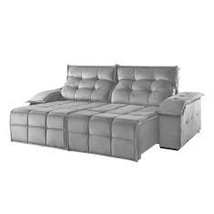 Sofá 3 Lugares Retrátil E Reclinável Martins M-122 Veludo Cinza