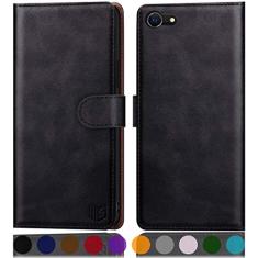 SUANPOT Capa carteira para iPhone 7/8/SE2/SE 3ª 2020/2022 de 4,7 polegadas com bloqueio de RFID, porta-cartão de crédito, capa de telefone de couro PU flip book capa celular mulheres homens para Apple