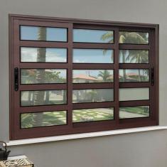 Janela Elite com Travessas 3 Folhas Moveis Sequenciais 100 X 150 Vidro