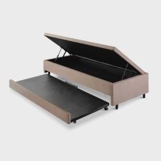 Bicama com Baú Viúva 120x203 Cm em Suede