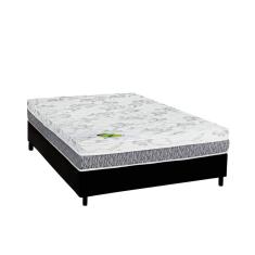 Cama Box Casal: Colchão Ortopédico Luckspuma D33/AG65 Aspen 50 + Base crc Suede Black(138x188)
