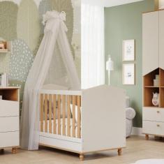 Berço Mini Cama Bala de Goma Espresso Móveis Off White/ Nature