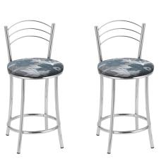 Kit 2 Banquetas Cromadas Bc26-c - E510 Cromado/azul