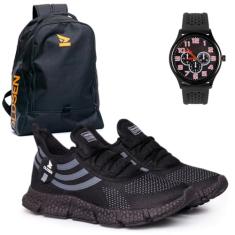 Tenis Masculino Corrida Esportivo academia mochila relogio