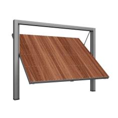 Portão Contrapeso de Aço Galvanizado com Painel em Madeira Sem Porta Auxiliar 220x240 Req: 8,7 CINZA E AMADEIRADO