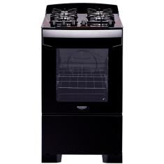 Fogão de Chão 4 Bocas À Gás Mesa Vidro Temperado Grades Ferro Digital Forno Cozinha Moderna Preto