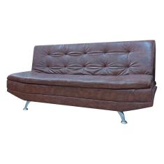 Sofá Cama Valencia 3 Lugares Reclinável Material Sintético Marrom Claro Shop das Cabeceiras