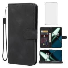 Wanyuexes Capa para OnePlus 11, capa carteira One Plus 11 5G PHB110 com protetor de tela de vidro temperado, sensação de pele PU flip fólio suporte para cartão de crédito capa para telefone para