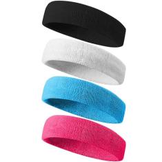 Tanluhu Bandanas esportivas para homens e mulheres, faixa de suor de tecido felpudo para tênis, corrida, basquete, malhar, executar - faixa de cabeça de algodão atlética para uso ao ar livre