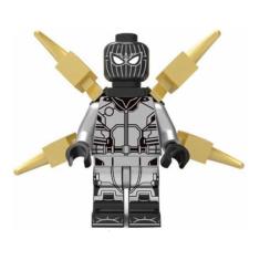 Boneco Blocos De Montar Aranha Traje Negro Teia Dourada