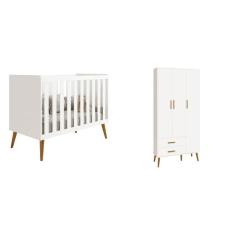 Berço Americano Isis e Roupeiro 3 Portas Isis Branco Fosco