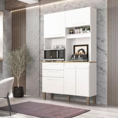 Armário de Cozinha 5 Portas 2 Gavetas Dubai Sallêto Móveis, Branco