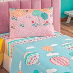 Jogo De Cama Lençol Bouti Infantil Kids Solteiro 03 Peças Balão