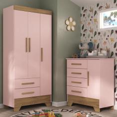 Quarto Infantil Completo Guarda Roupa 3 Portas 2 Gavetas com Cômoda Se