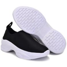 Tênis Feminino Meia Plataforma Ortopédico - JfStore, Preto, 34