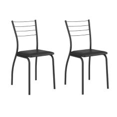Conjunto 2 Cadeiras Tubo Preto Napa Preta
